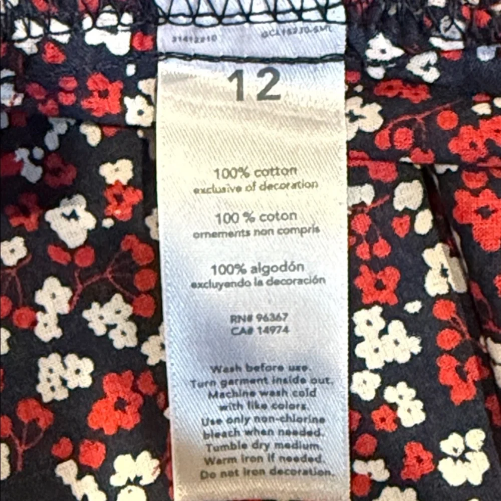 OshKosh B'gosh Red Floral Button-Front Girls' Tunic (12) NWT